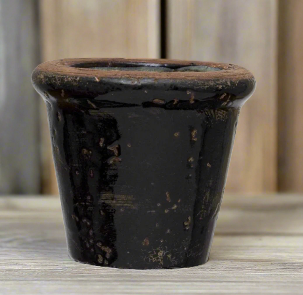 4" Black Terra Cotta Planter