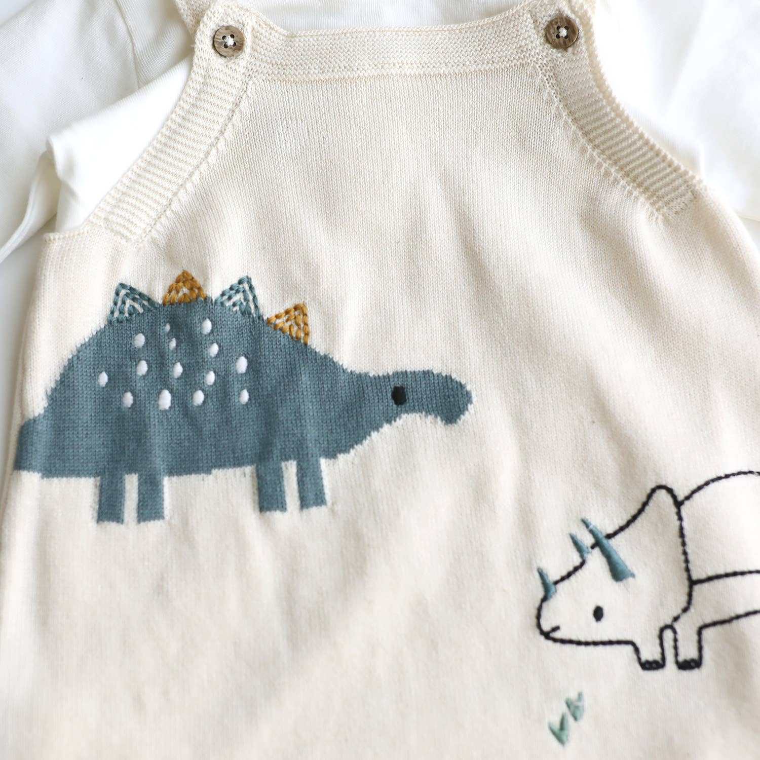 Dino Jacquard Sweater Knit Baby Overall