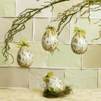 Green Toile Decoupage Large Egg