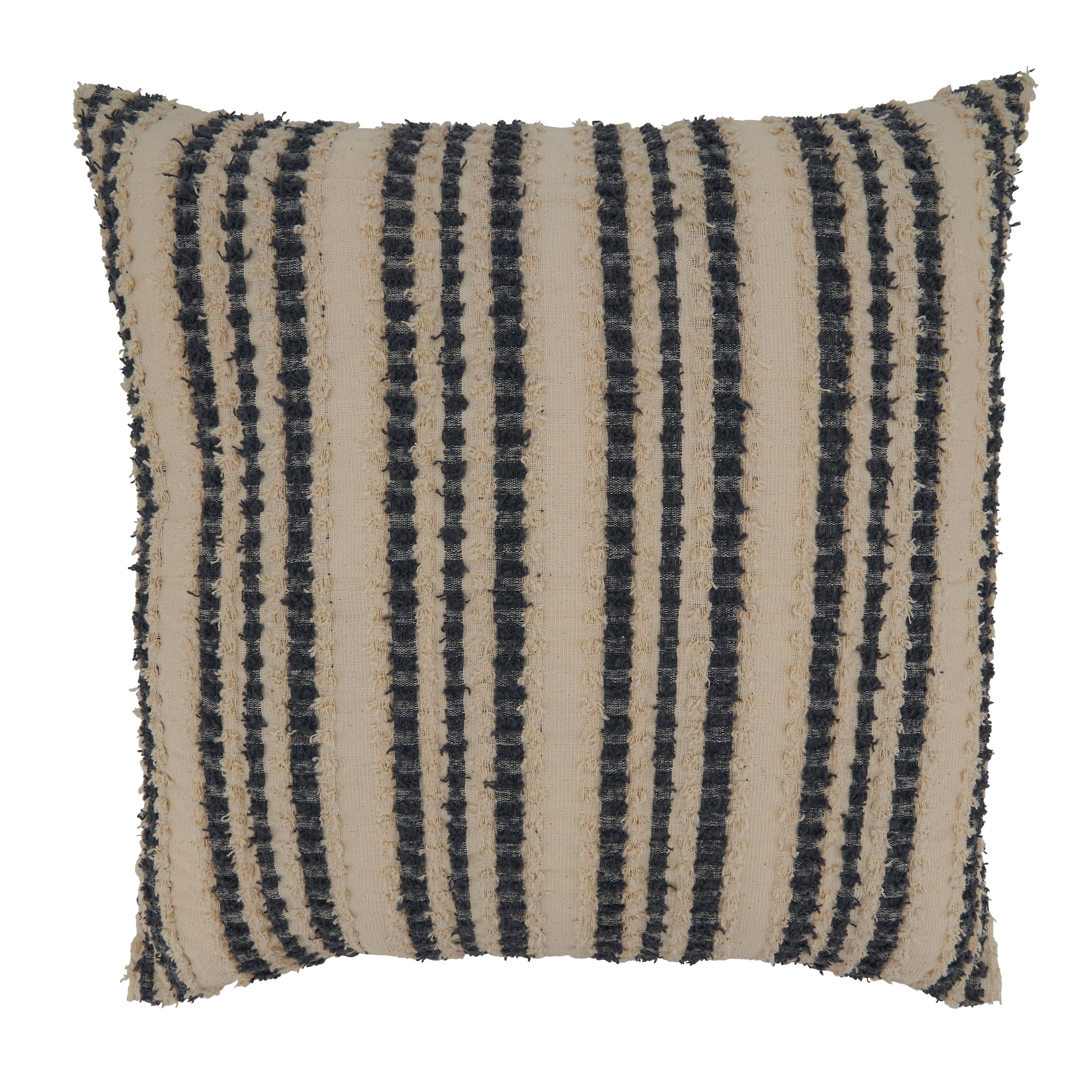 Striped Design Throw Pillow - Black and White