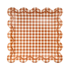 Rust Gingham Scalloped Sq. Paper Plates