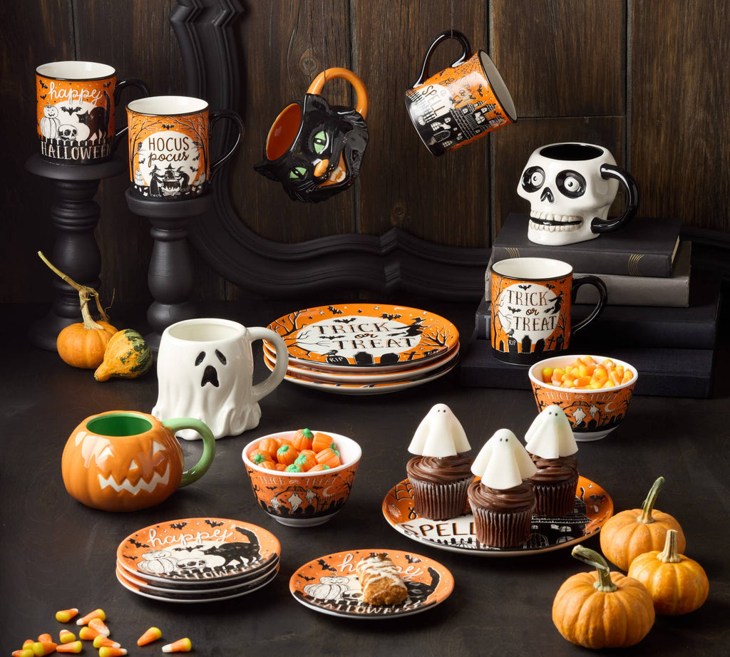 Scaredy Cat Halloween Dessert Plate 8.5" asst.
