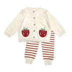 Strawberry Embroidered Pocket Baby Cardigan
