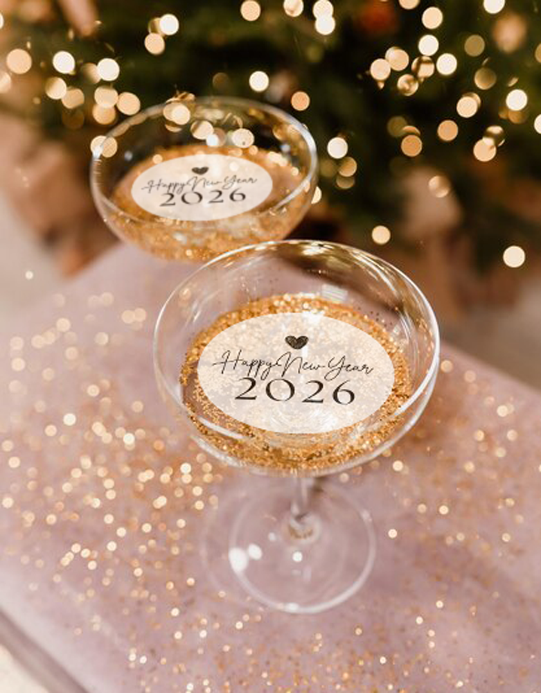 Happy New Year 2026 Edible Drink Toppers S/12