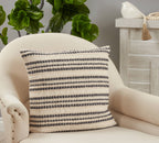Striped Design Throw Pillow - Black and White