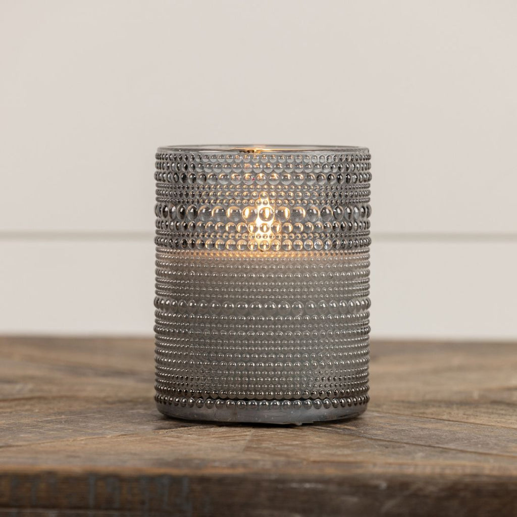 5" Grey Dotted Glass Candle