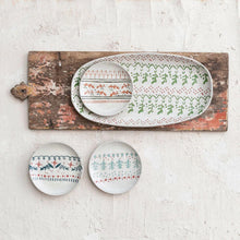 5" Hand Stamped Stoneware Plate with Wax Relief Pattern - 4 Styles