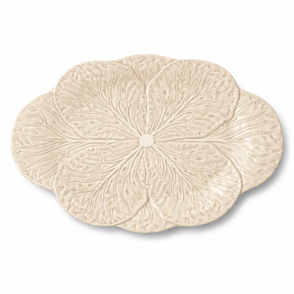 Le Jardin White Cabbage Oval Platter