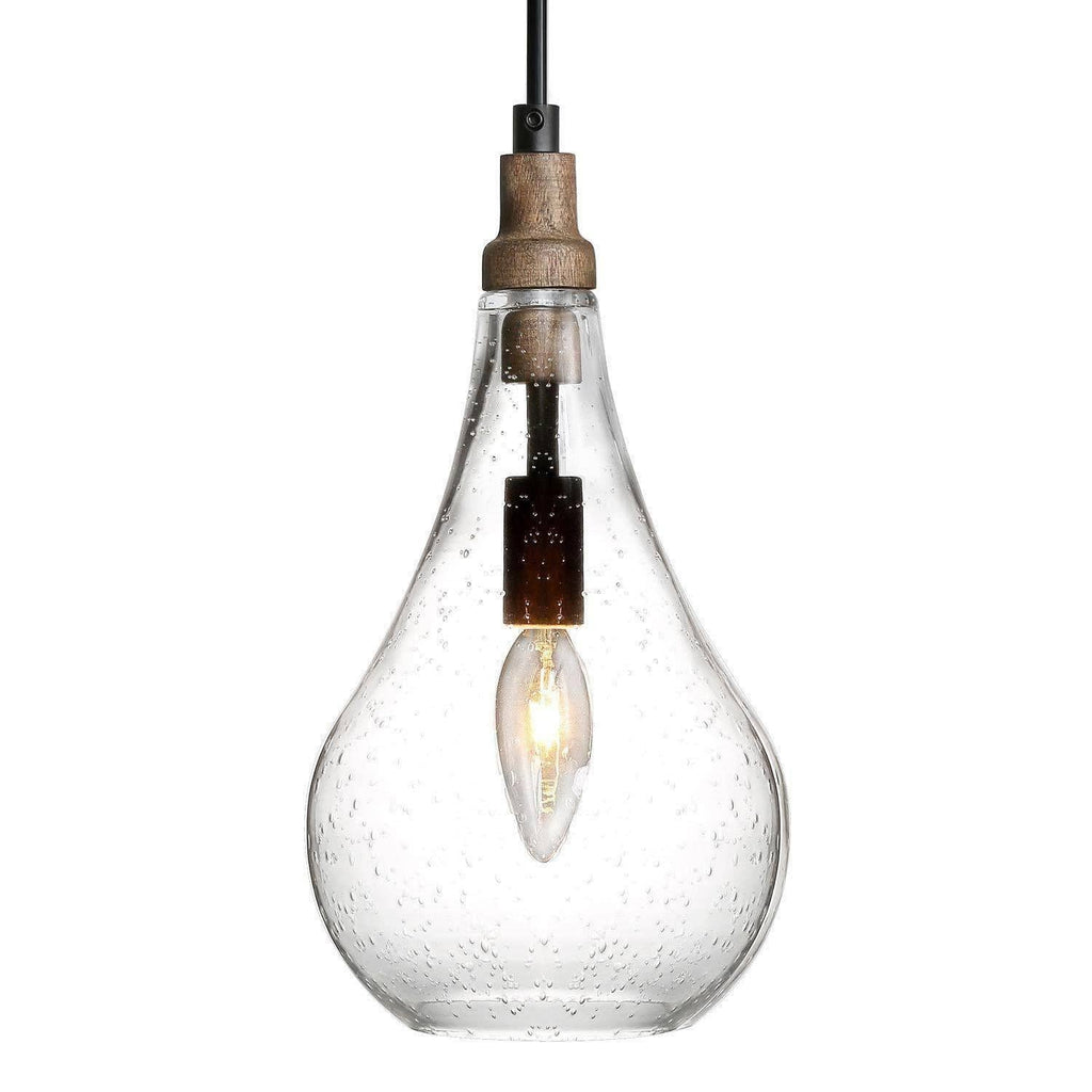 Tethyne 1-Light Wood Glass Pendant Light