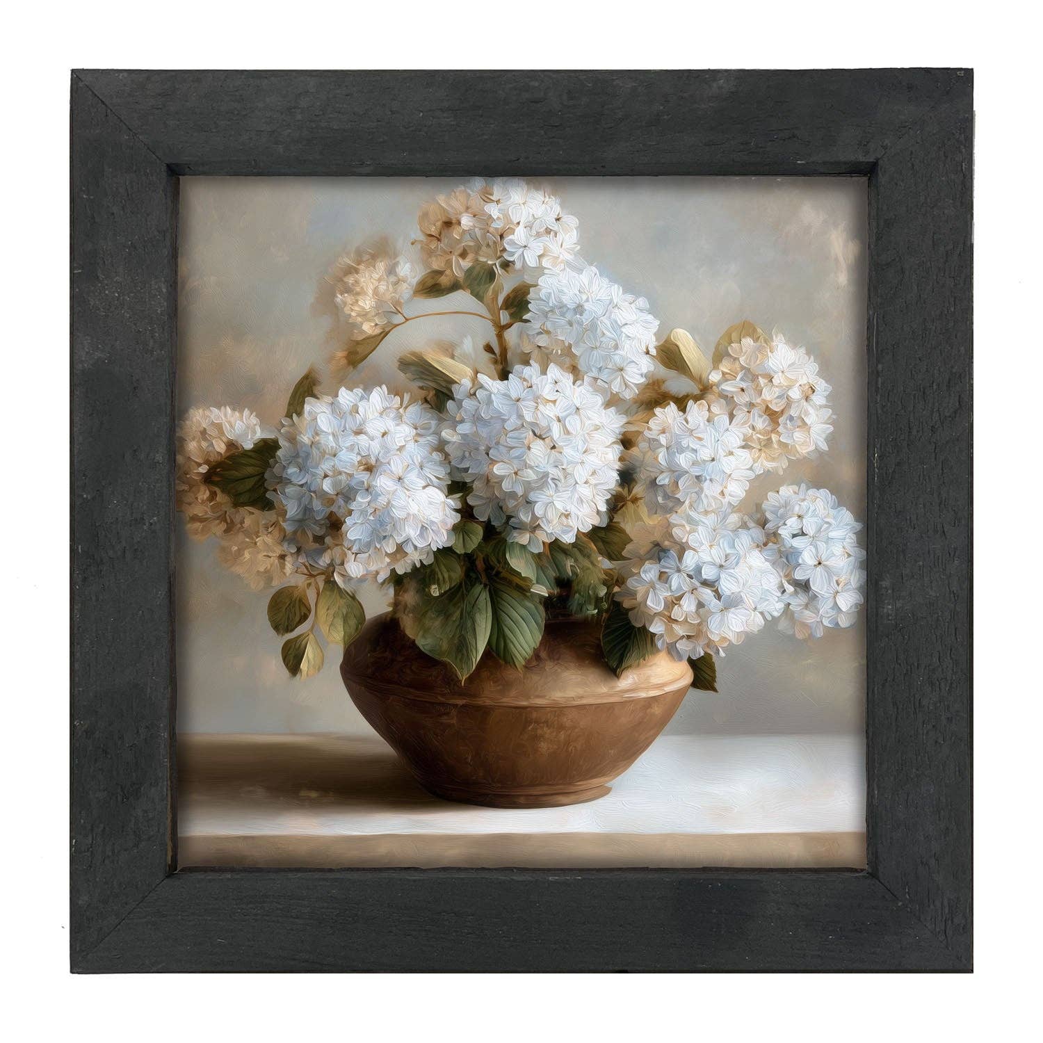 Copper Vase with Blue Hydrangeas
