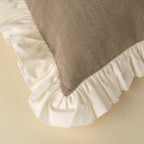 24x24 Velvet Ruffle Linen Pillow, Ivory