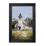 Country Church with Wildflowers - Vertical Frame