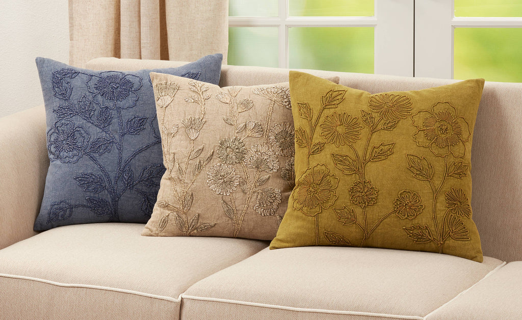 Pillow With Stone Washed Floral Design