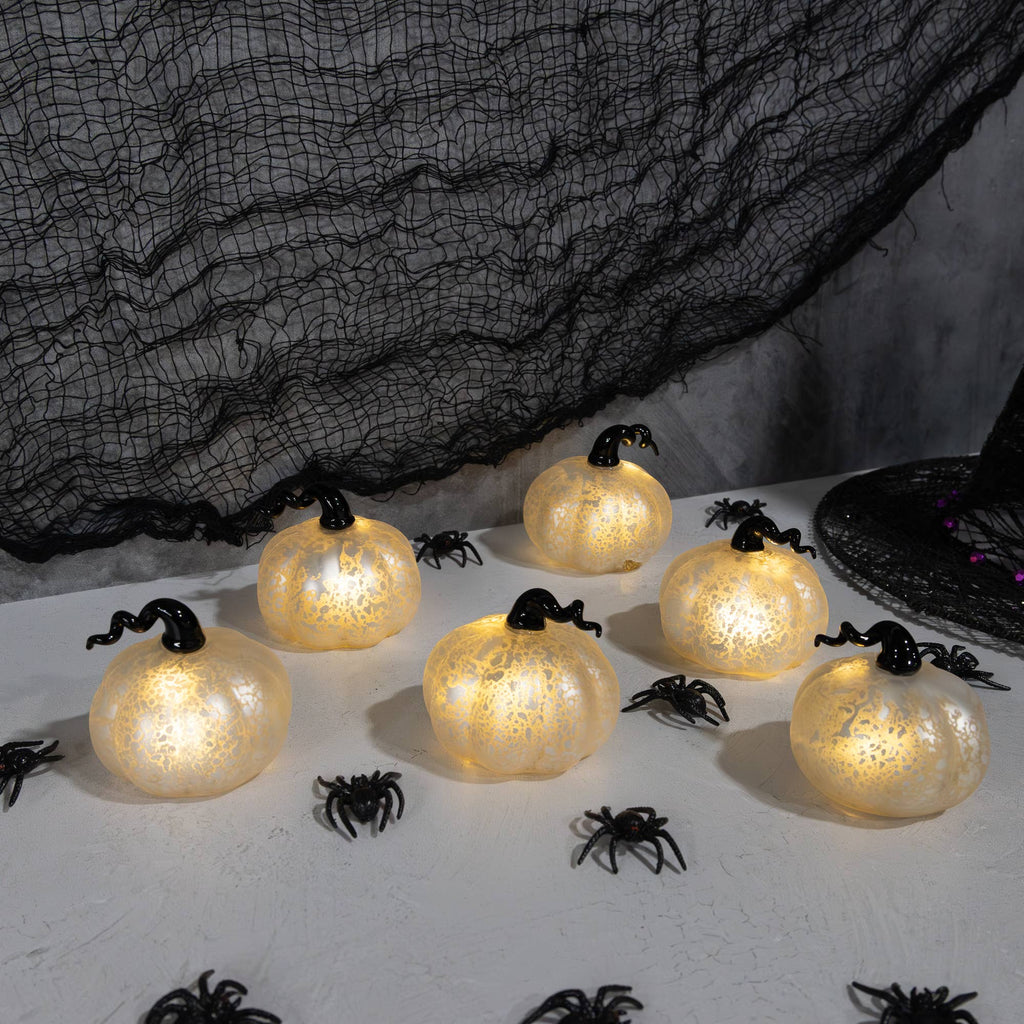 Battery Operated Mini Glass Pumpkins