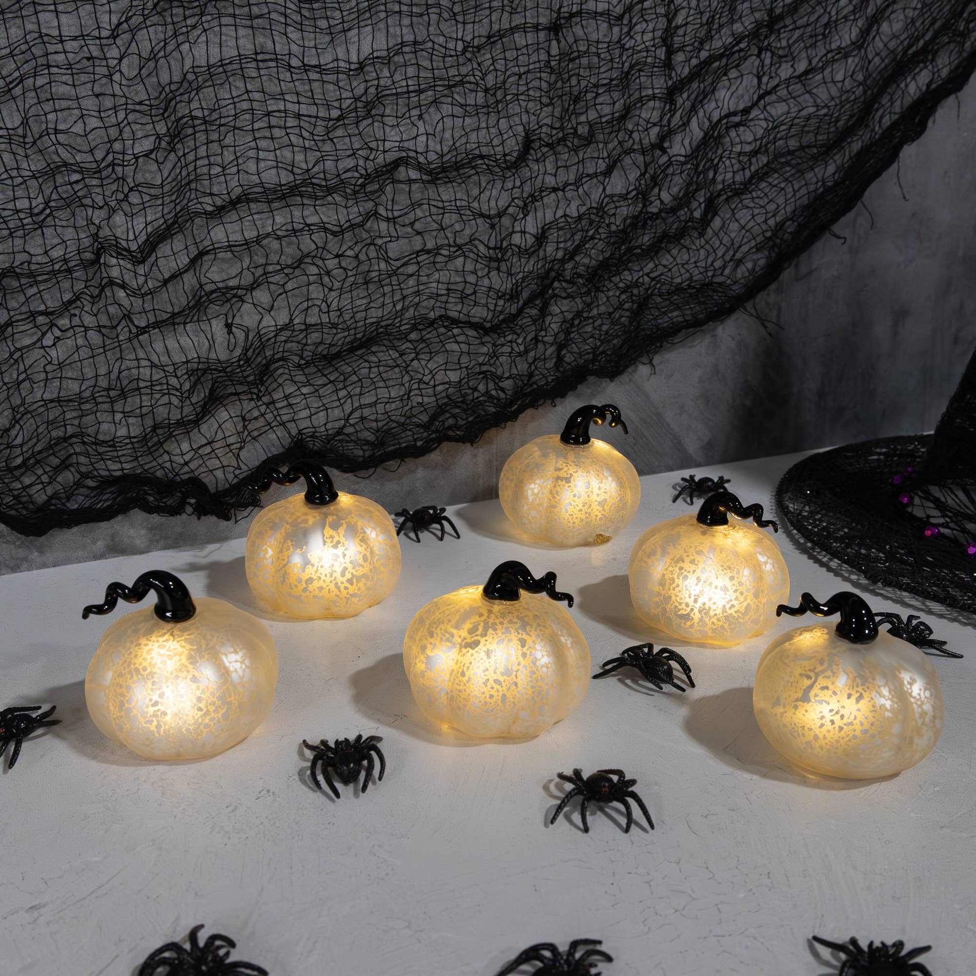 Battery Operated Mini Glass Pumpkins