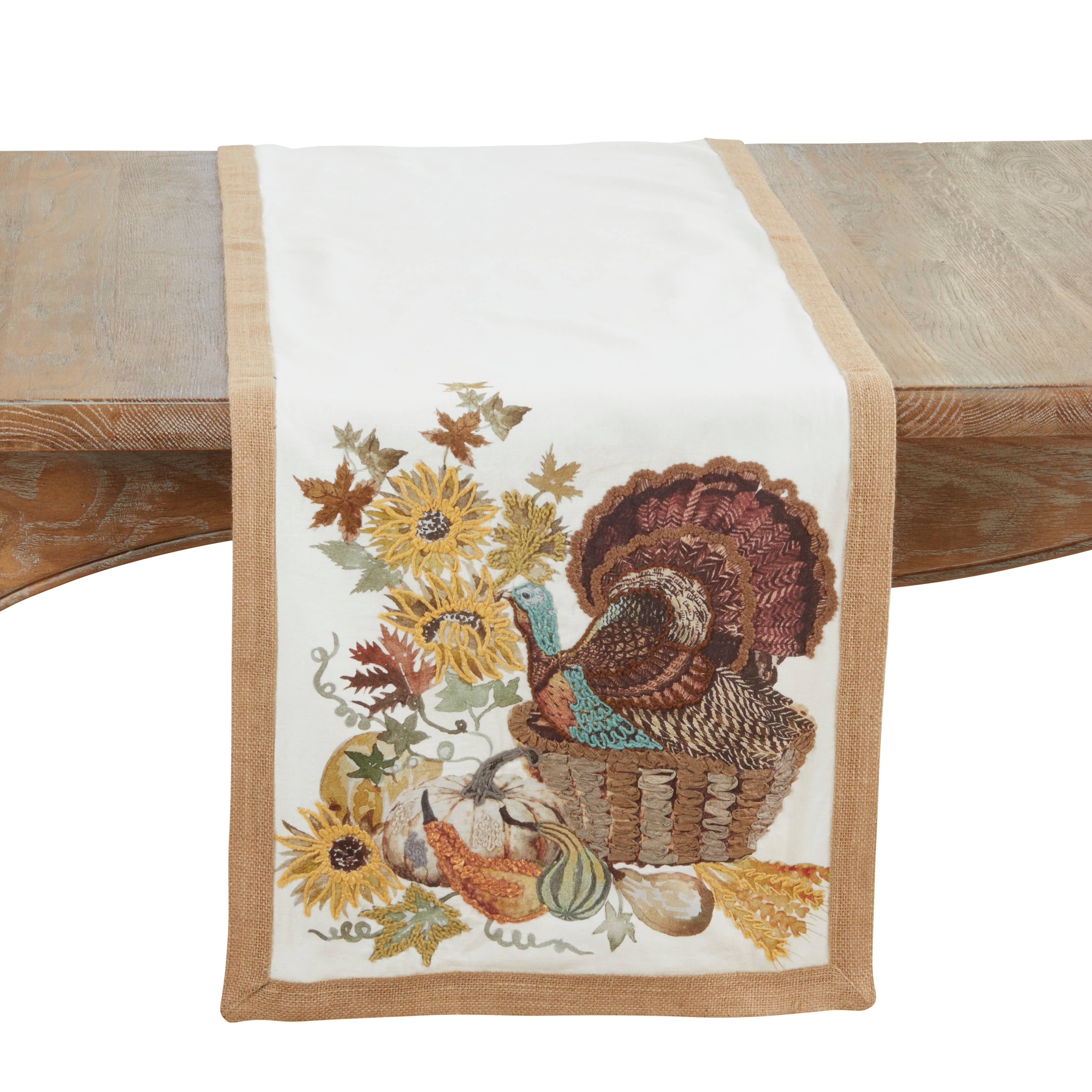 Embroidered Turkey Table Runner