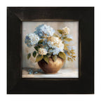 Copper Vase with Blue and White Hydrangeas