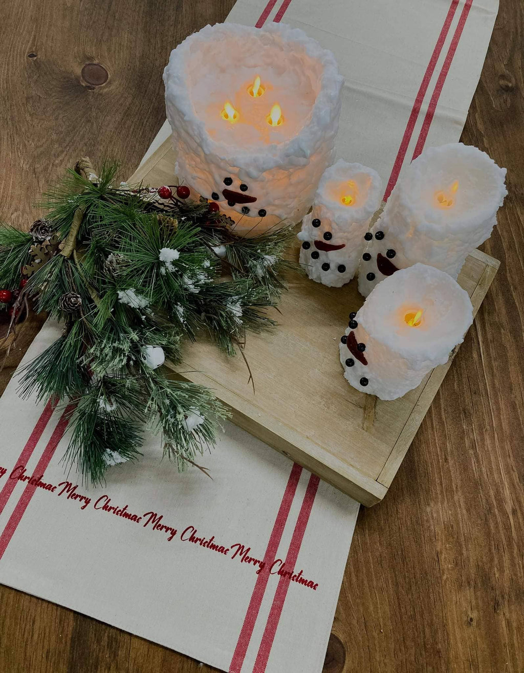 Snowman Votive Moving Flame LED Candle
