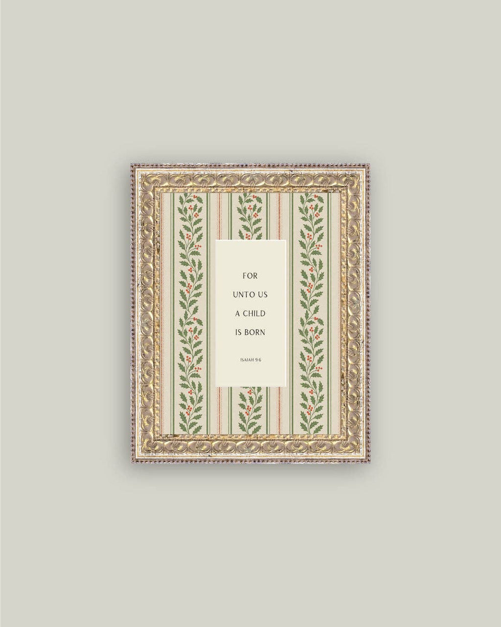 A Child is Born Framed Antique Art: 12x16