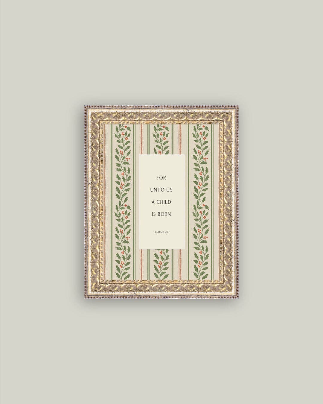 A Child is Born Framed Antique Art: 12x16