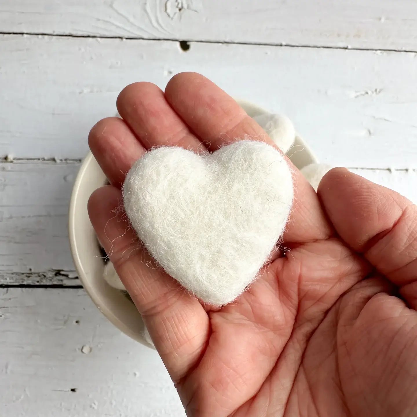 One White Felt Heart