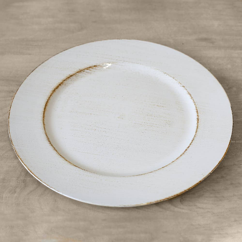 13" Woodland Charger - White Wash