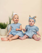 River Soft Hand-Dyed Denim Baby Dress + Bloomer