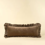 15x42 Velvet Ruffle Linen Pillow, Chocolate