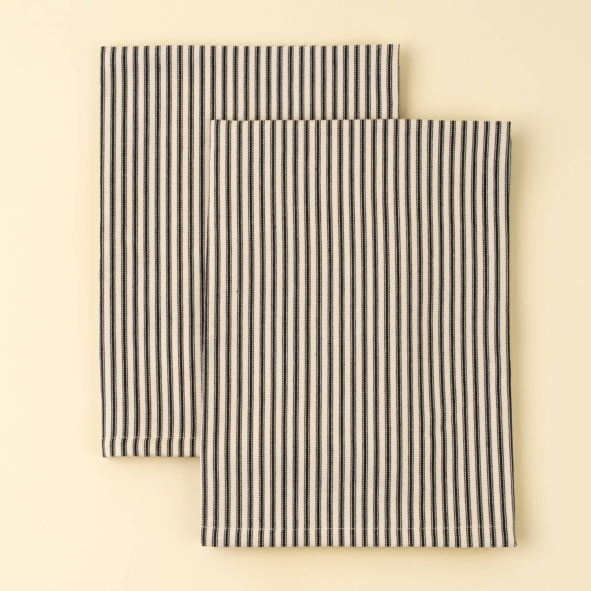 Black Ticking Tea Towels S/2