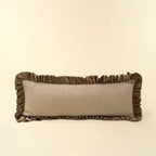 15x42 Velvet Ruffle Linen Pillow, Chocolate