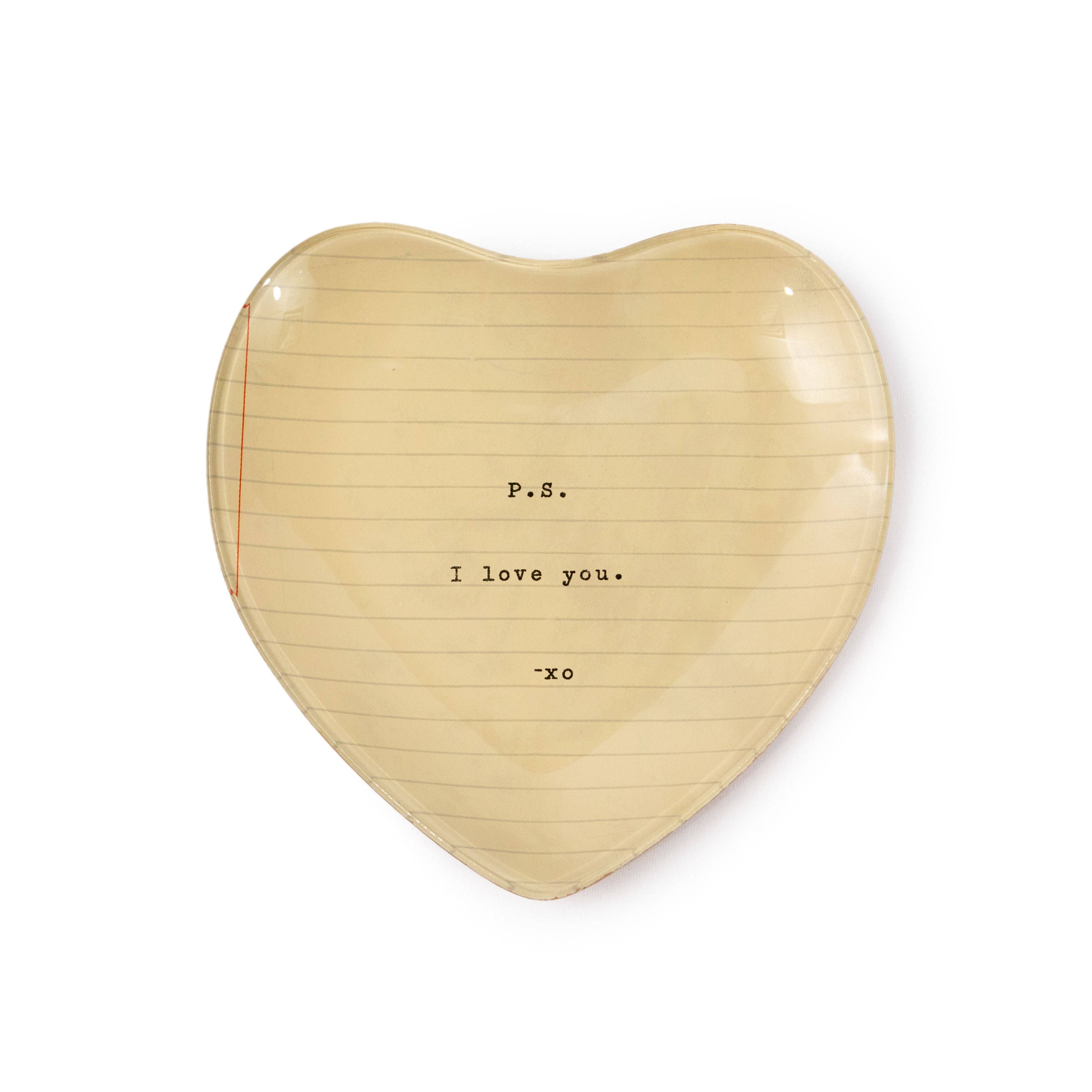 PS I Love You Small Heart Decoupage Plate