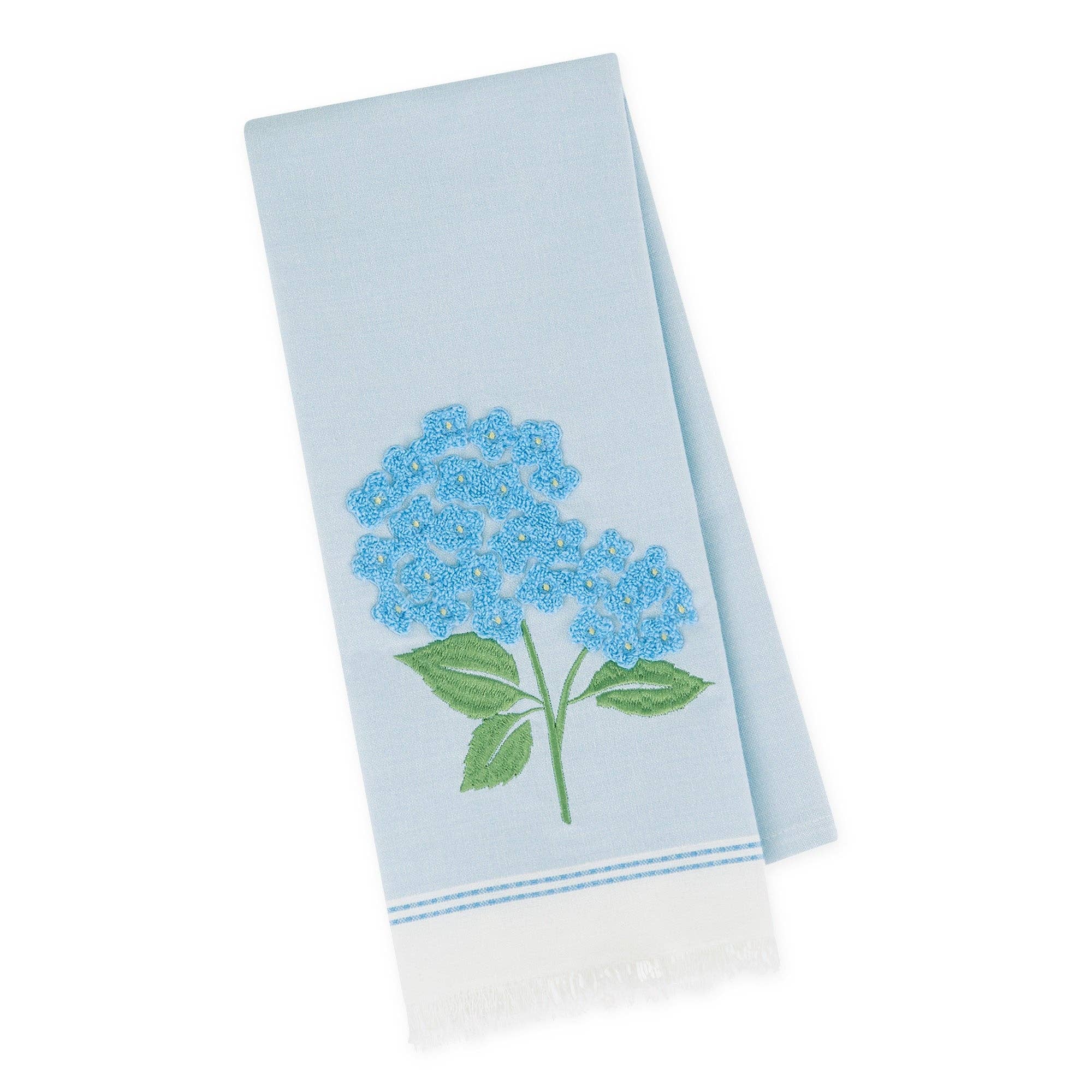 Hydrangea Bloom Embellished Dishtowel