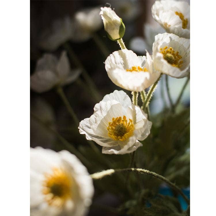 Silk Common Poppy Stem 22"