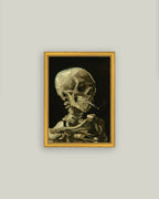 Skull with Cigarette Framed Antique Art