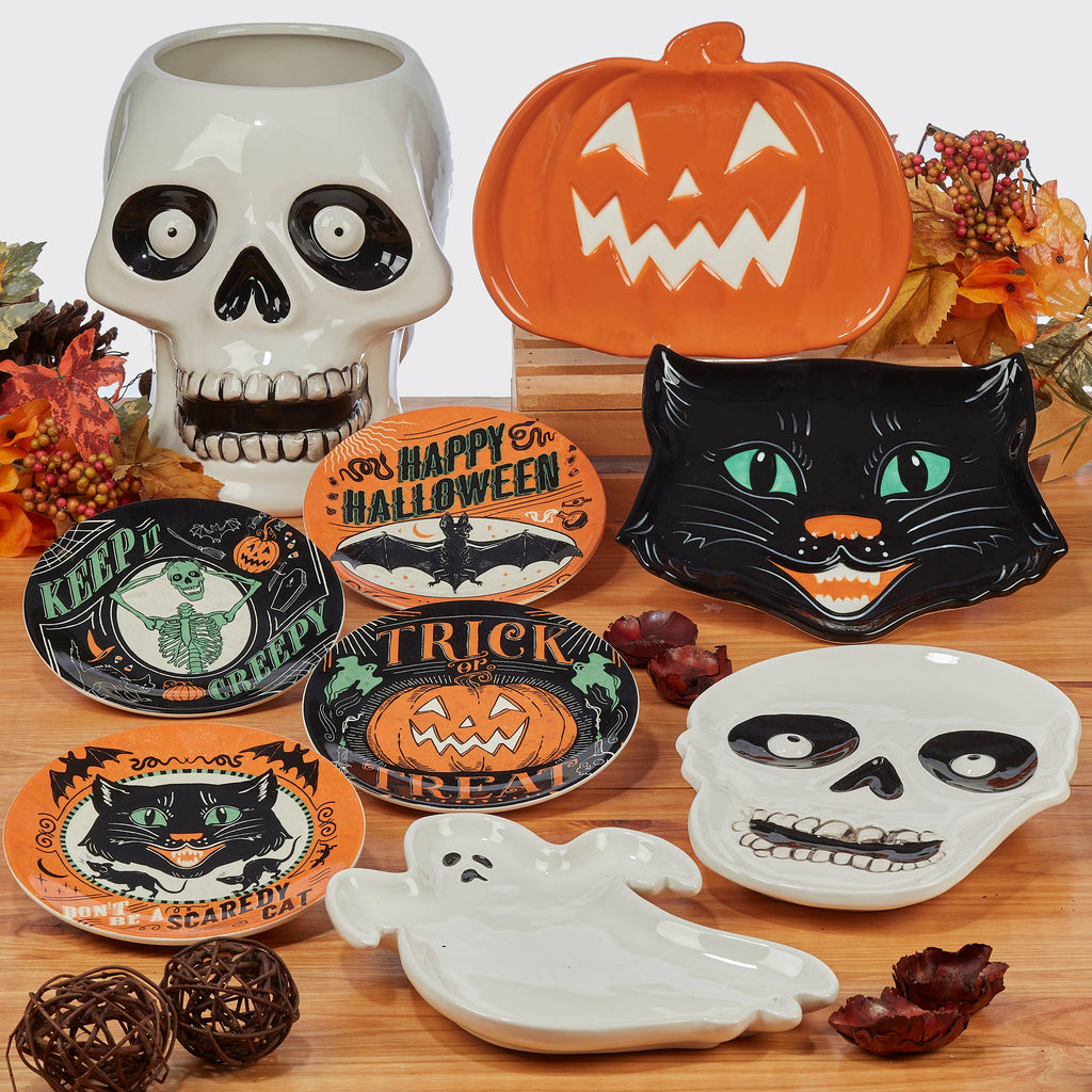 Scaredy Cat Halloween Canape Plate Rd. 6" asst.