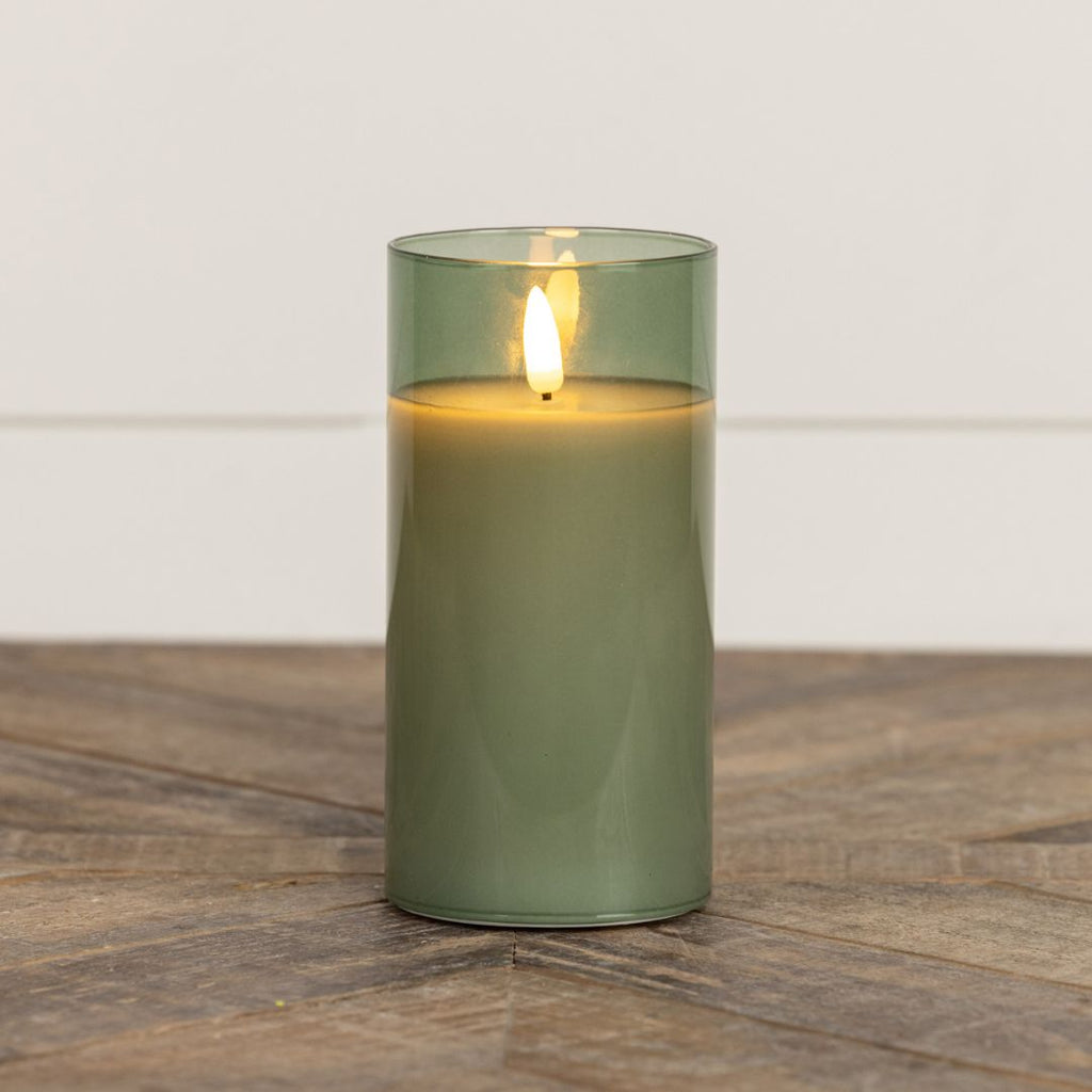 6" Green Glass 3D Flameless Candle Decor