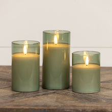 6" Green Glass 3D Flameless Candle Decor