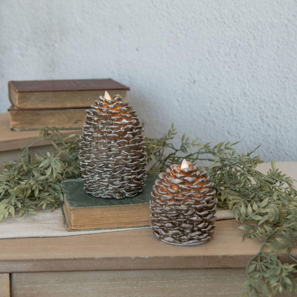 6" Moving Flame Pinecone Candle