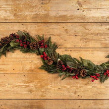 6' Cedar & Magnolia Leaf Berry Garland