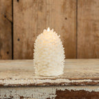 6'' White Pinecone Candle with Moving Flame