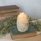 6'' White Pinecone Candle with Moving Flame