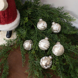 1.75" Gold & White Ornaments - Set of 6