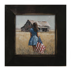 Child With Flag - Girl in Blue Dress