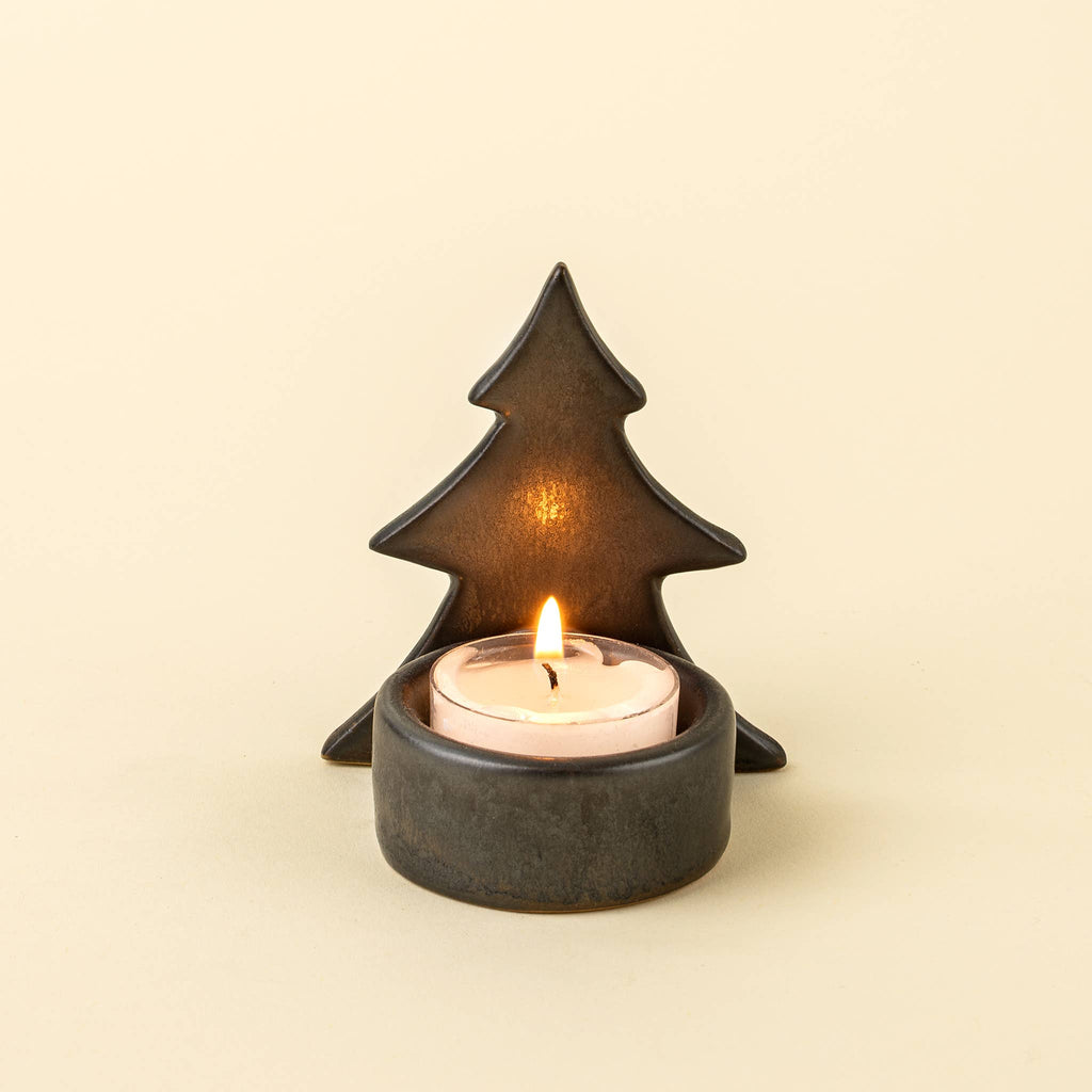 Blk. Winterlight Tree Tealight Holder