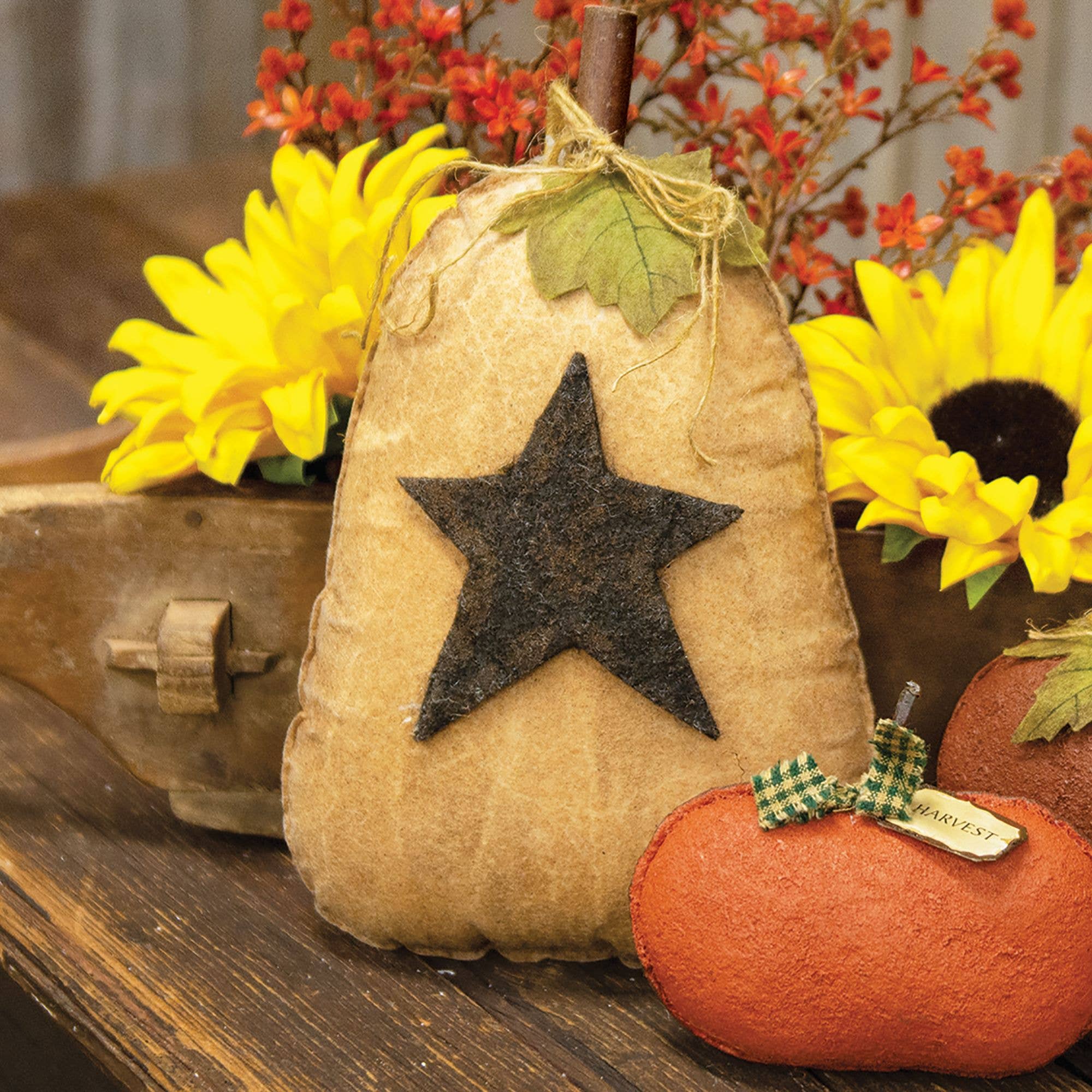 Cream Pumpkin with Star Decorative Tabletop Object