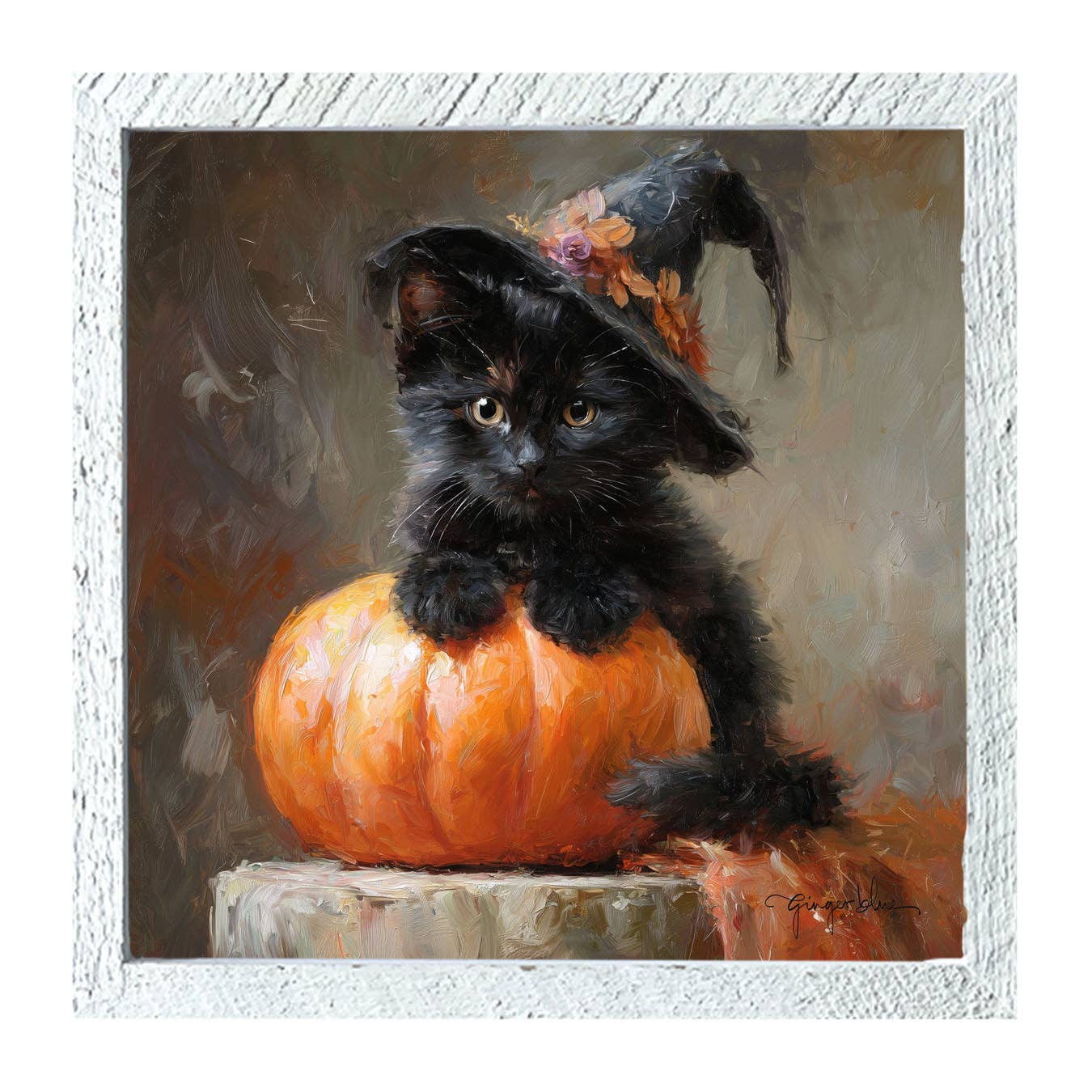 Black Kitten with Pumpkin