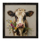 Spring Season Cow Holding Flowers