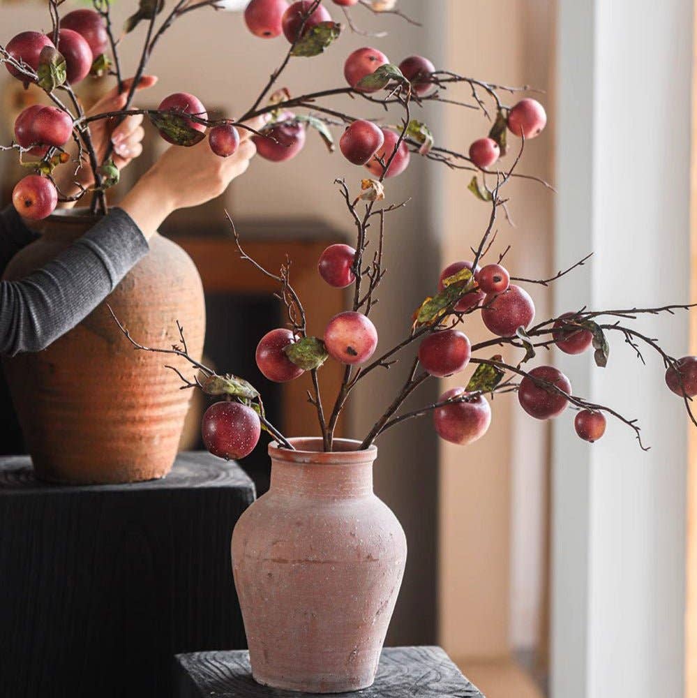 Faux Red Apple Branch Stem 36"