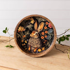 Floral Rabbit Round Enamel Tray