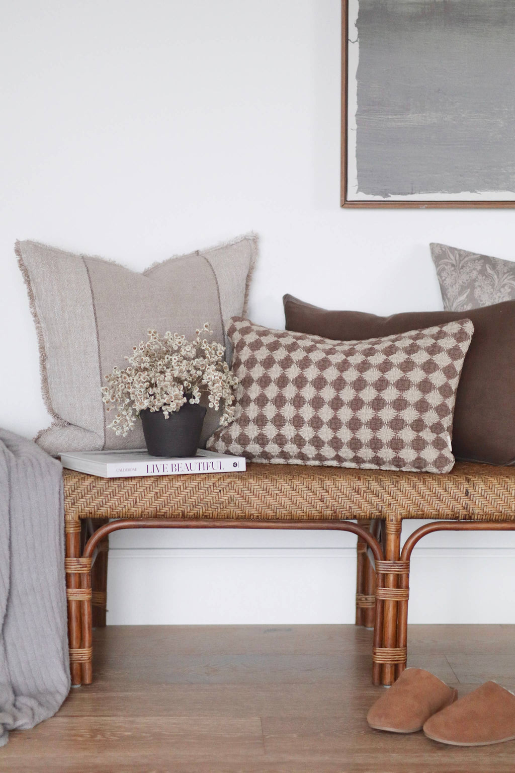 21x12 Check Weave Pillow -Brown